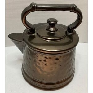 Unbranded Vintage Ceramic Teapot Hammered Bronze Metallic Glaze Rustic Tea Pot